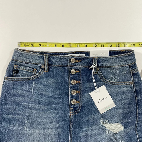 New KanCan Button Fly Fray Hem Skirt - Picture 5 of 6